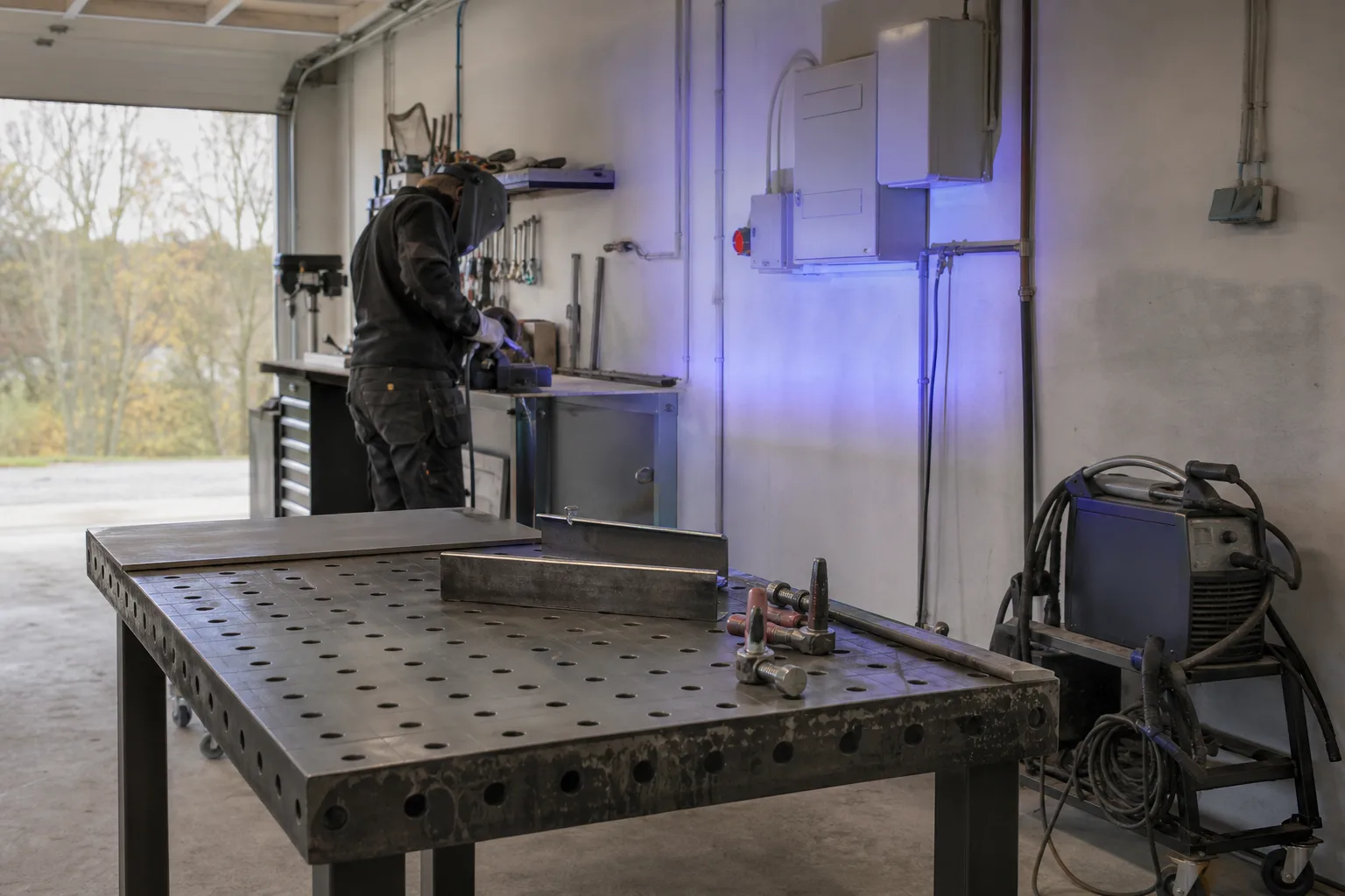 Neutral svets och elcentral i ett garage